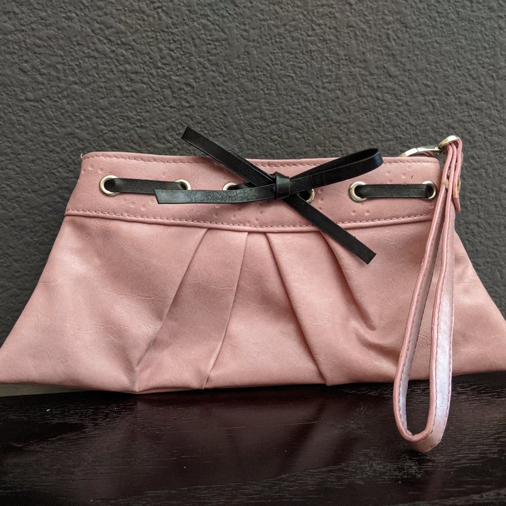 Pink Leather Clutch